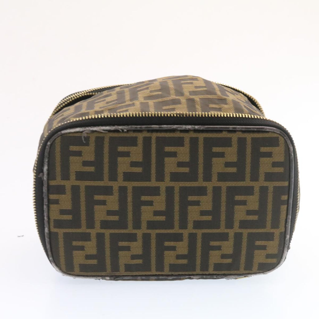 FENDI Zucca Canvas Vanity Cosmetics Pouch Brown Black  am1599g