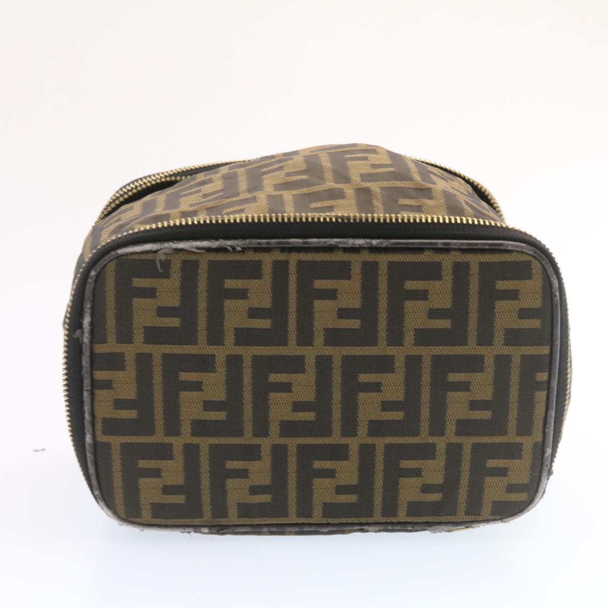 FENDI Zucca Canvas Vanity Cosmetics Pouch Brown Black  am1599g