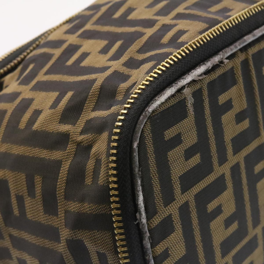FENDI Zucca Canvas Vanity Cosmetics Pouch Brown Black  am1599g