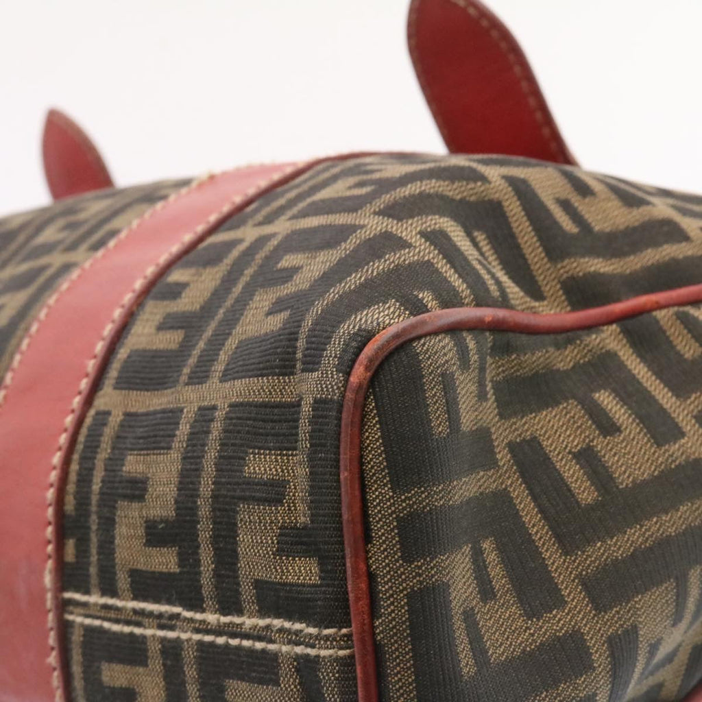 FENDI Zucca Canvas Boston Bag Brown Red  am1732g