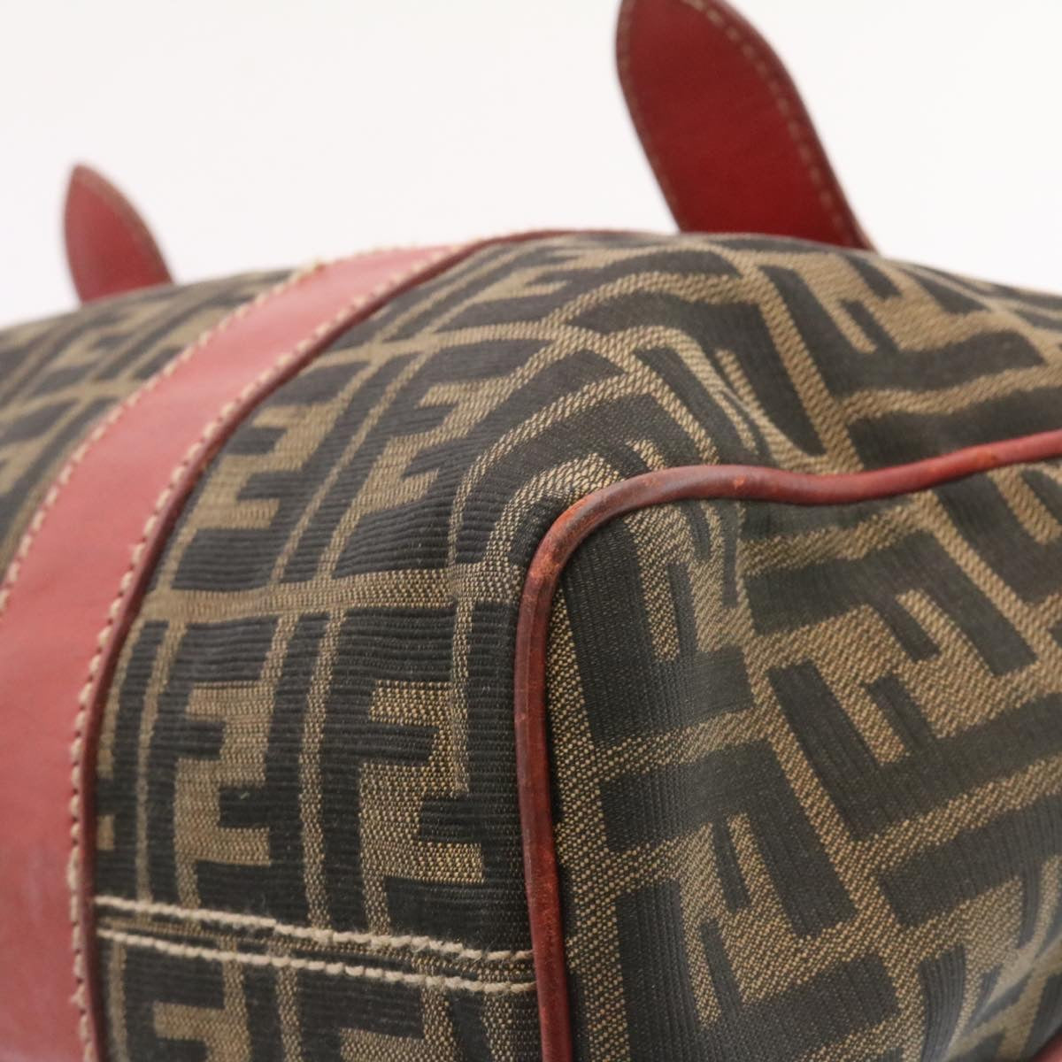 FENDI Zucca Canvas Boston Bag Brown Red  am1732g