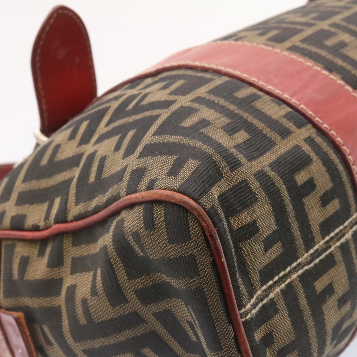 FENDI Zucca Canvas Boston Bag Brown Red  am1732g
