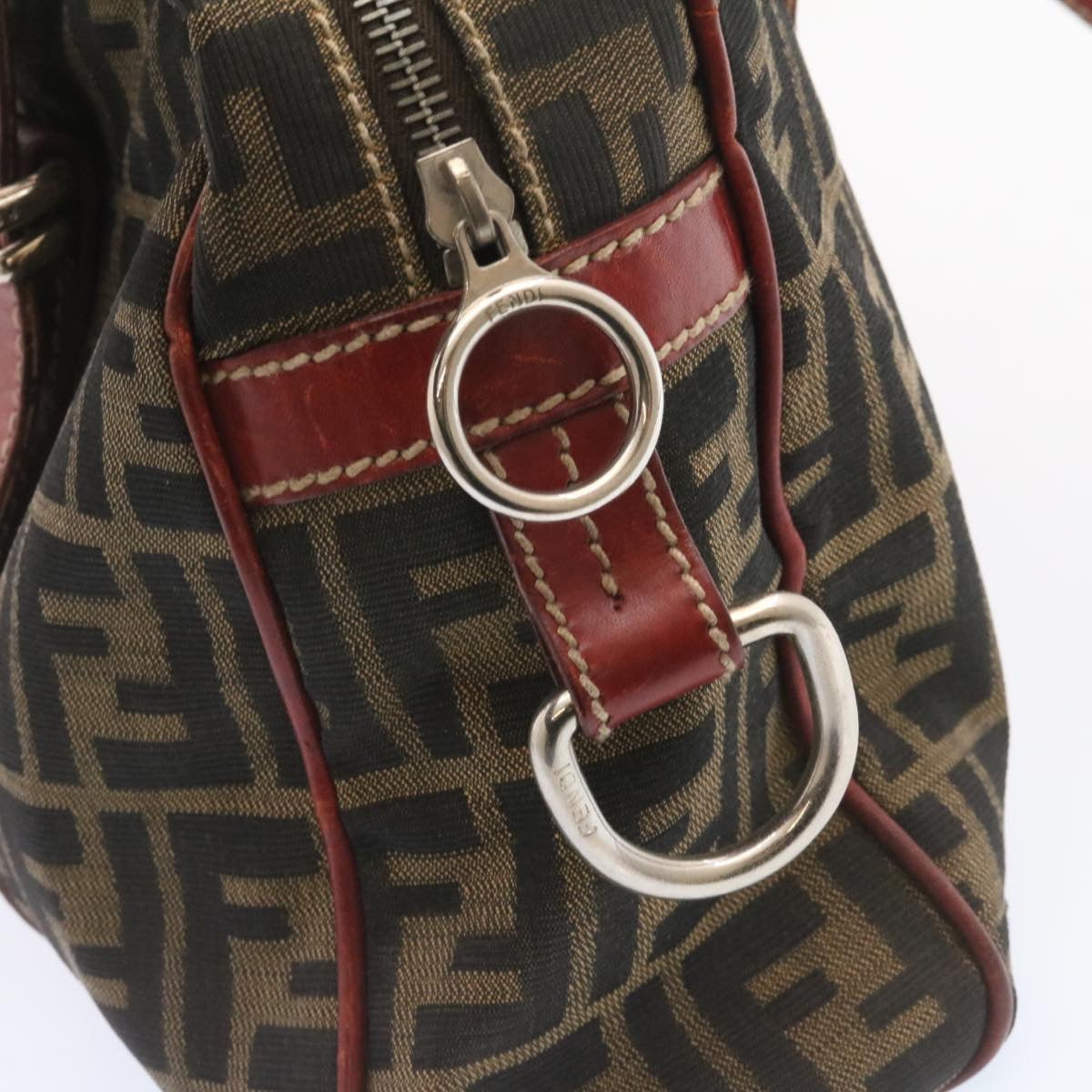 FENDI Zucca Canvas Boston Bag Brown Red  am1732g