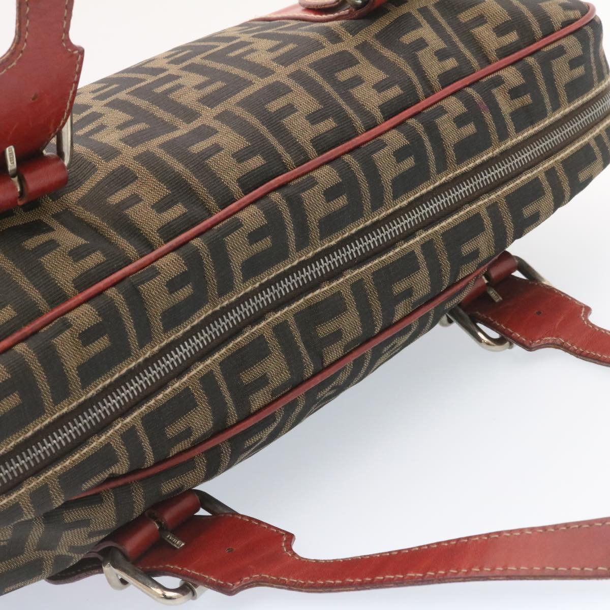 FENDI Zucca Canvas Boston Bag Brown Red  am1732g