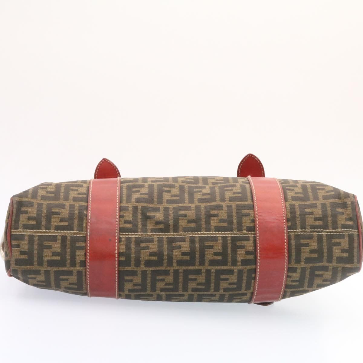 FENDI Zucca Canvas Boston Bag Brown Red  am1732g