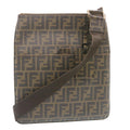 FENDI Zucca Canvas Shoulder Bag Canvas Brown Black  am2051g