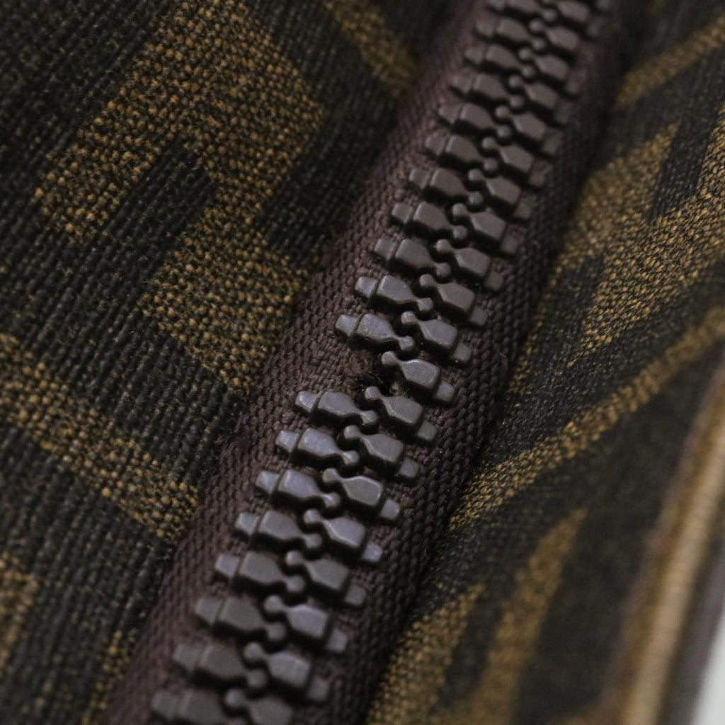 FENDI Zucca Canvas Shoulder Bag Canvas Brown Black  am2051g