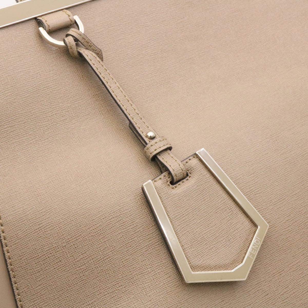 FENDI Hand Bag Leather 2way Shoulder Bag Gray Auth am2118g