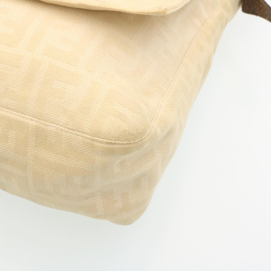 FENDI Zucca Canvas Mamma Baguette Shoulder Bag Beige Auth am2225g