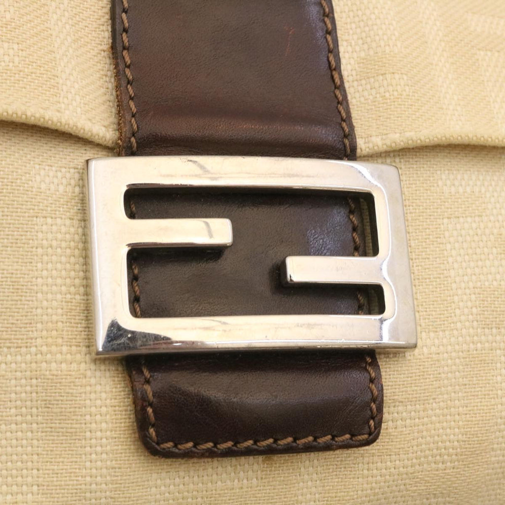 FENDI Zucca Canvas Mamma Baguette Shoulder Bag Beige  am2225g