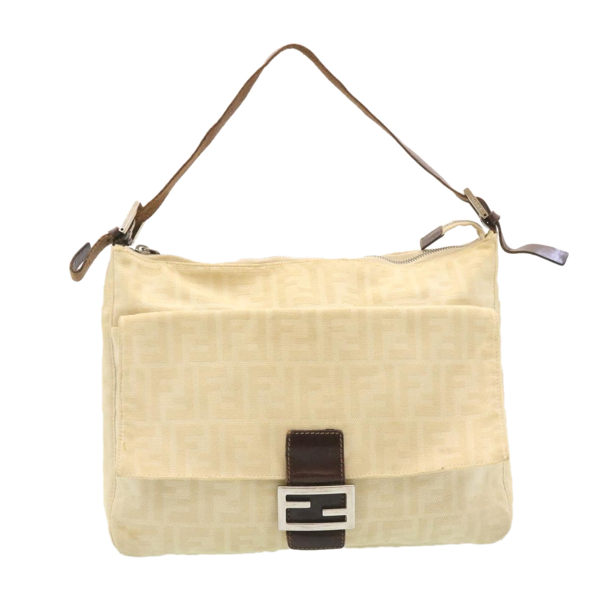 FENDI Zucca Canvas Mamma Baguette Shoulder Bag Beige  am2225g