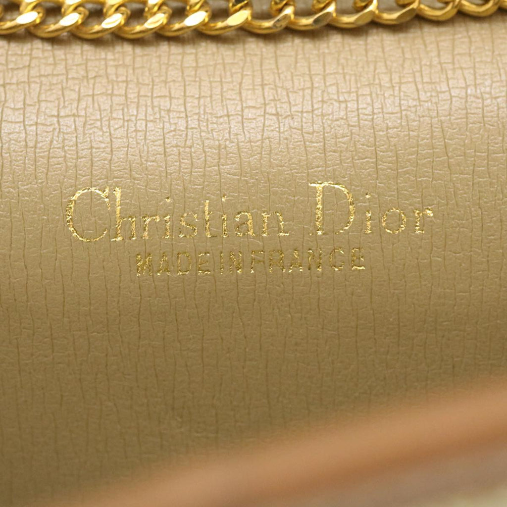 CHRISTIAN DIOR Honeycomb Chain Shoulder Bag Canvas Beige  am2250g