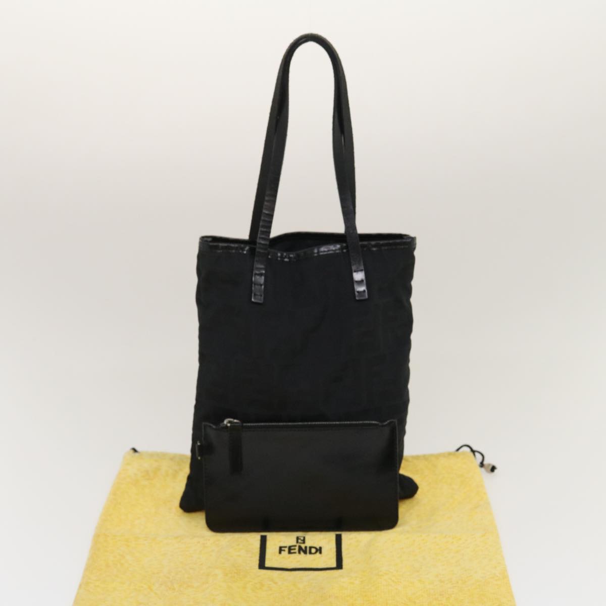 FENDI Zucca Canvas Hand Bag Black  am2474g