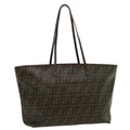 FENDI Zucca Canvas Tote Bag PVC Leather Brown Black  am2618g