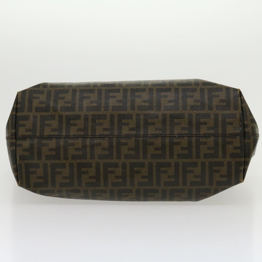 FENDI Zucca Canvas Tote Bag PVC Leather Brown Black  am2618g