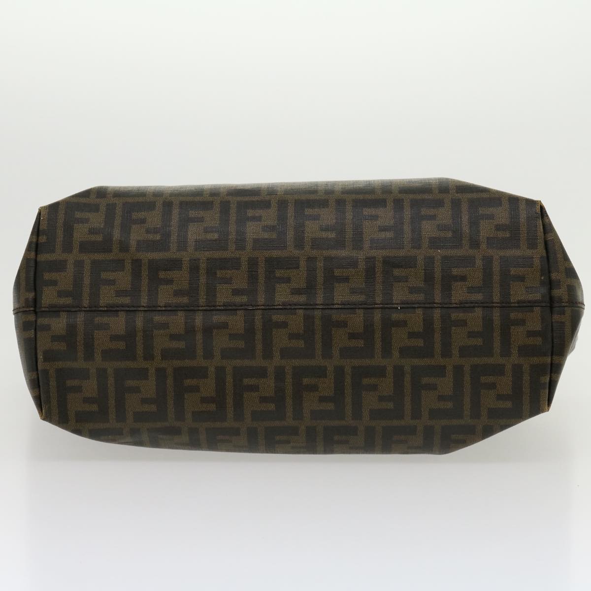 FENDI Zucca Canvas Tote Bag PVC Leather Brown Black  am2618g