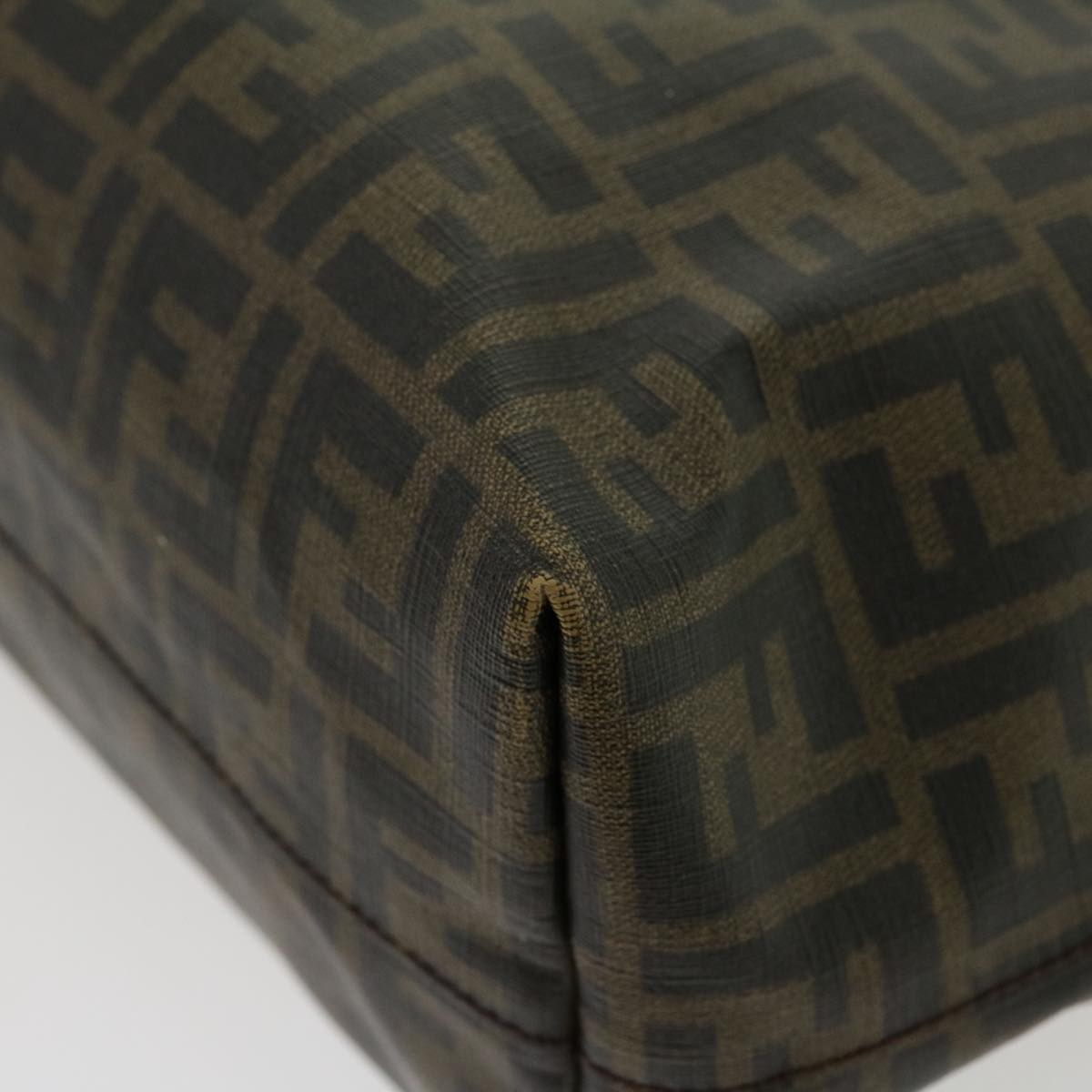 FENDI Zucca Canvas Tote Bag PVC Leather Brown Black Auth am2618g
