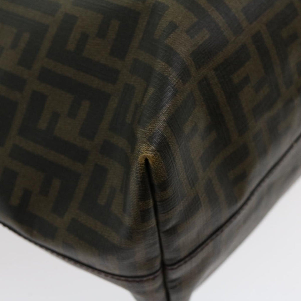 FENDI Zucca Canvas Tote Bag PVC Leather Brown Black  am2618g