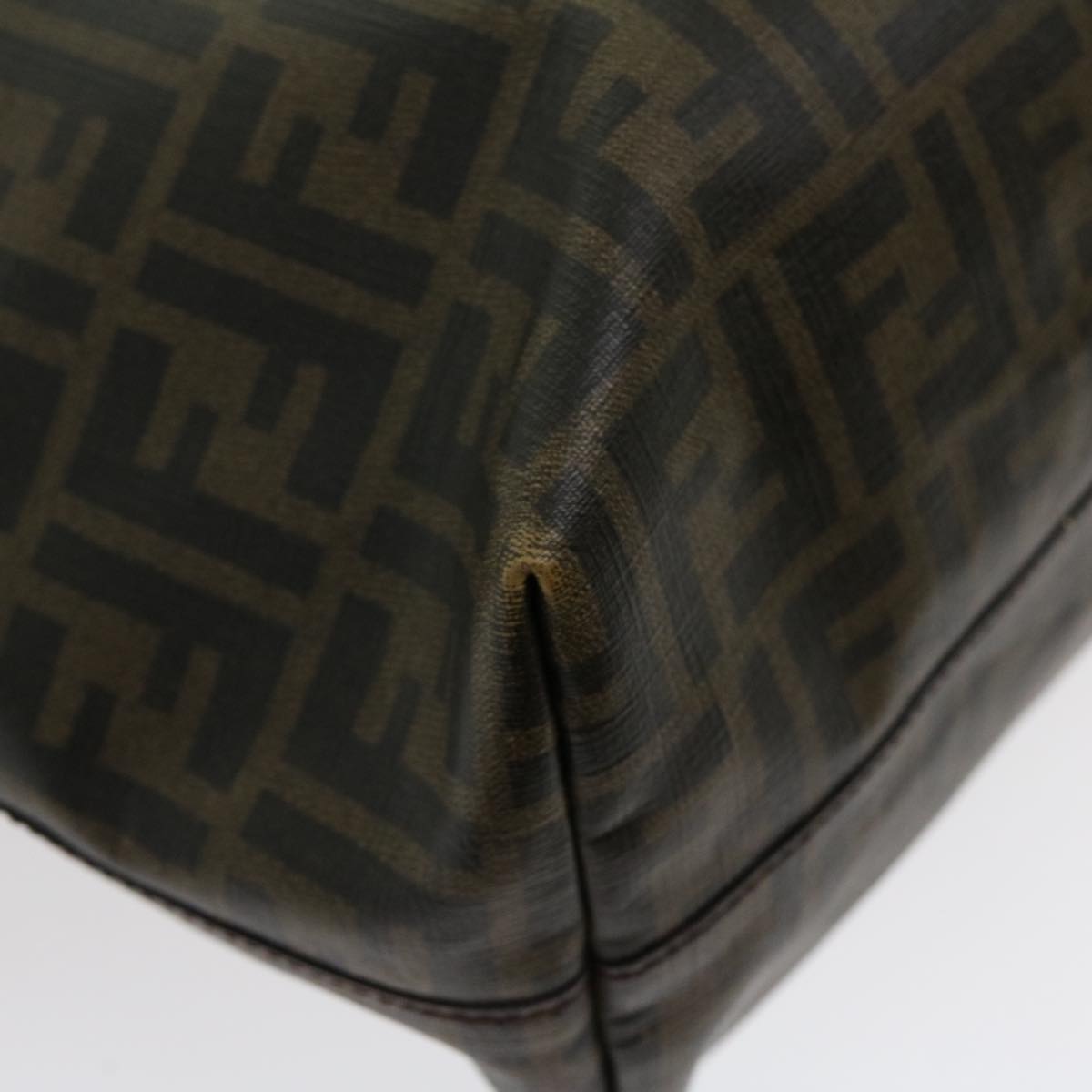 FENDI Zucca Canvas Tote Bag PVC Leather Brown Black  am2618g