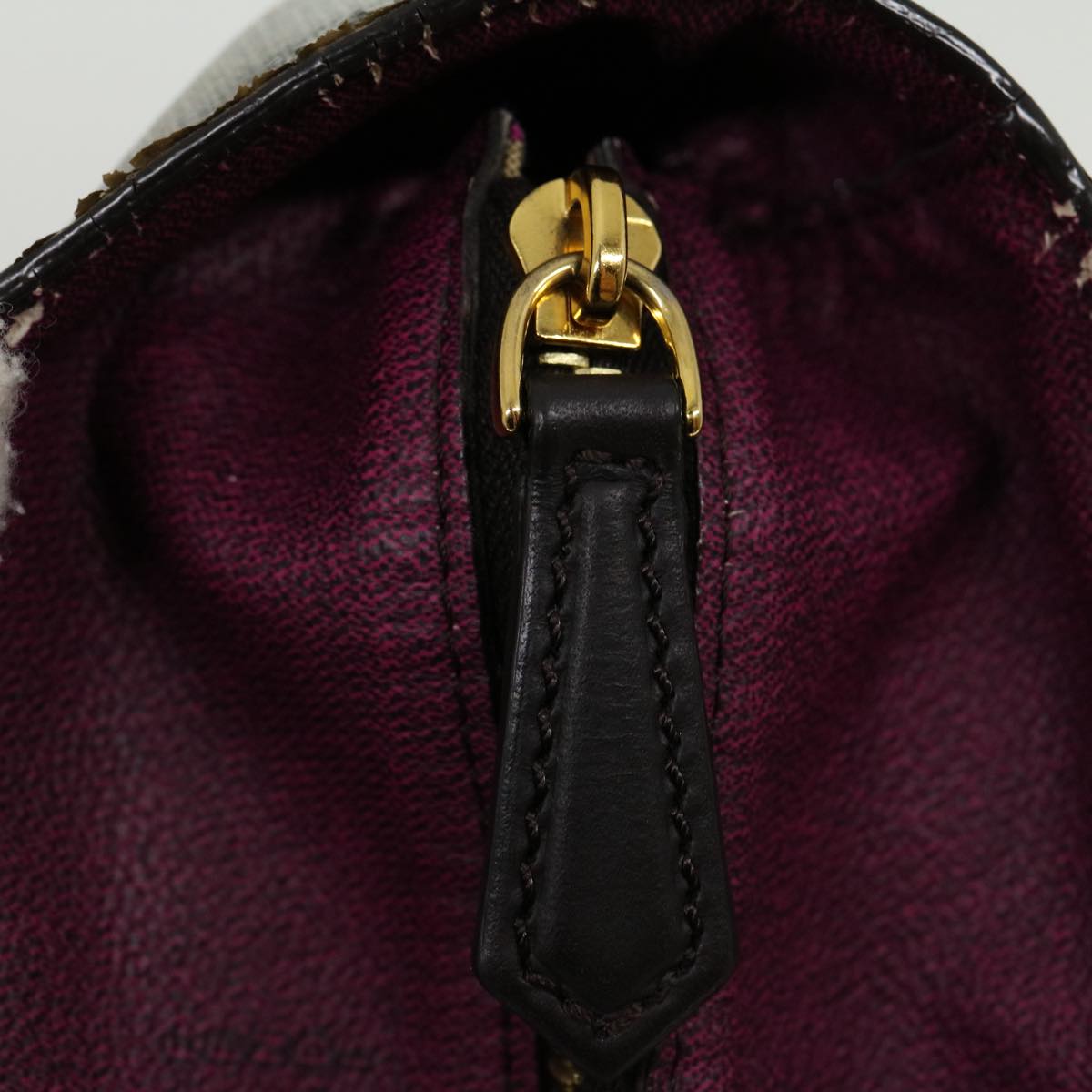 FENDI Zucca Canvas Tote Bag PVC Leather Brown Black  am2618g