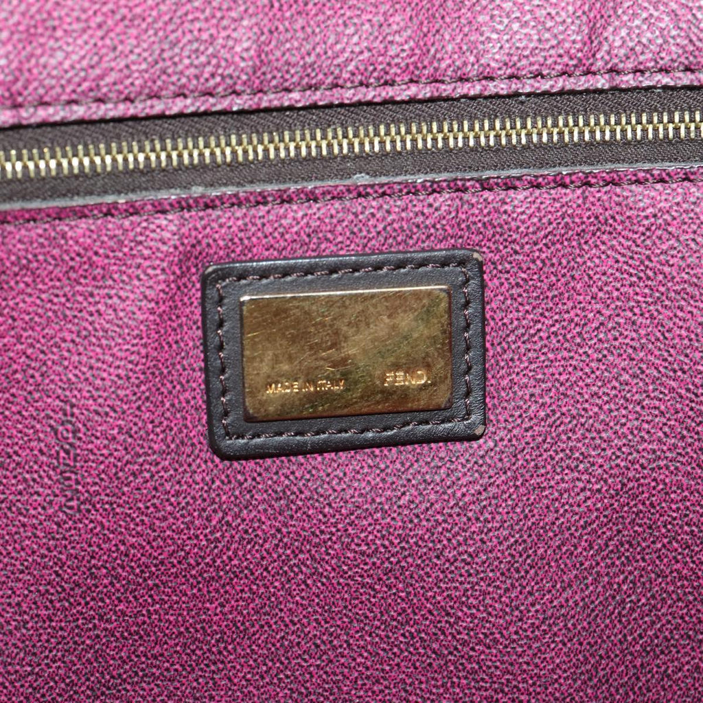 FENDI Zucca Canvas Tote Bag PVC Leather Brown Black  am2618g