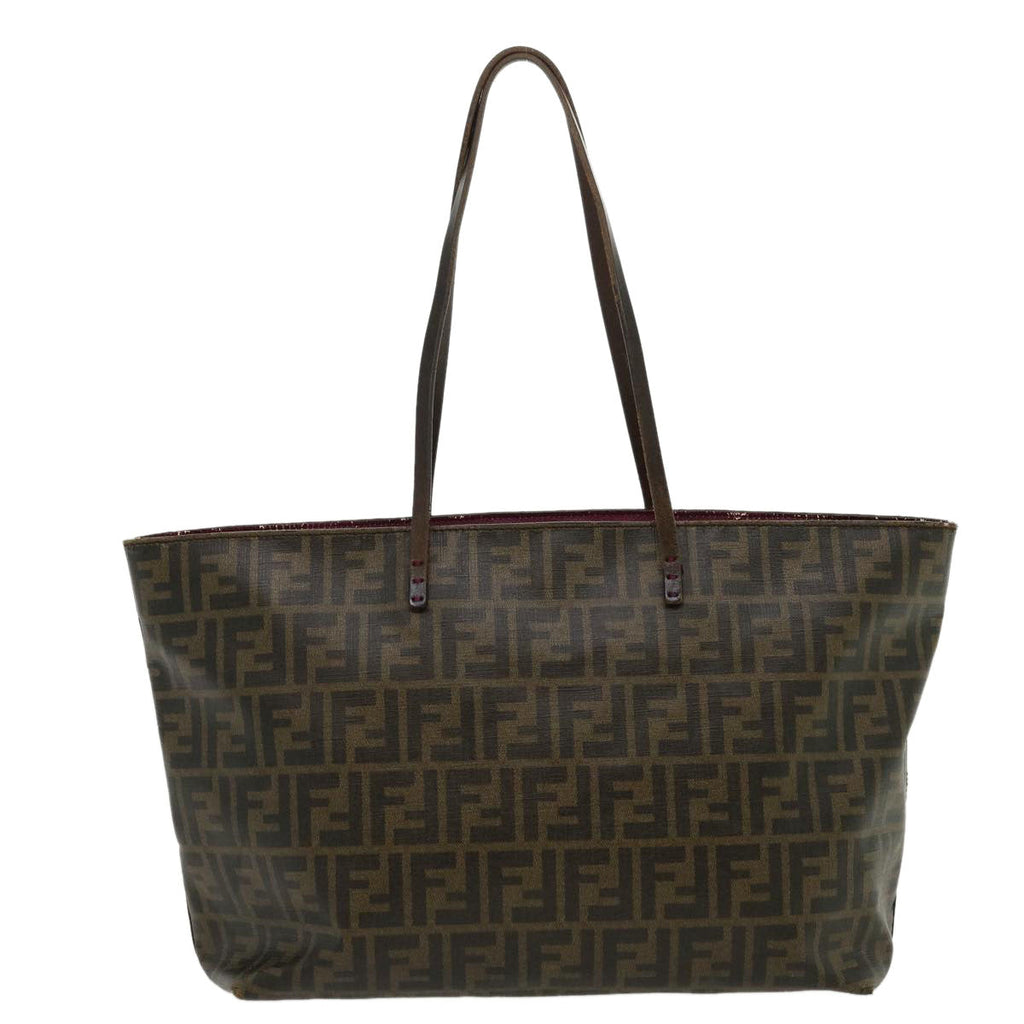 FENDI Zucca Canvas Tote Bag PVC Leather Brown Black  am2618g
