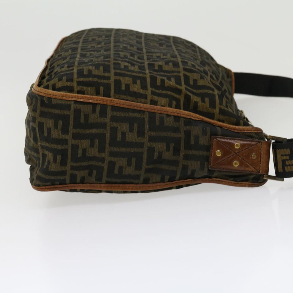 FENDI Zucca Canvas Shoulder Bag 2Set Black Brown Auth am2696g