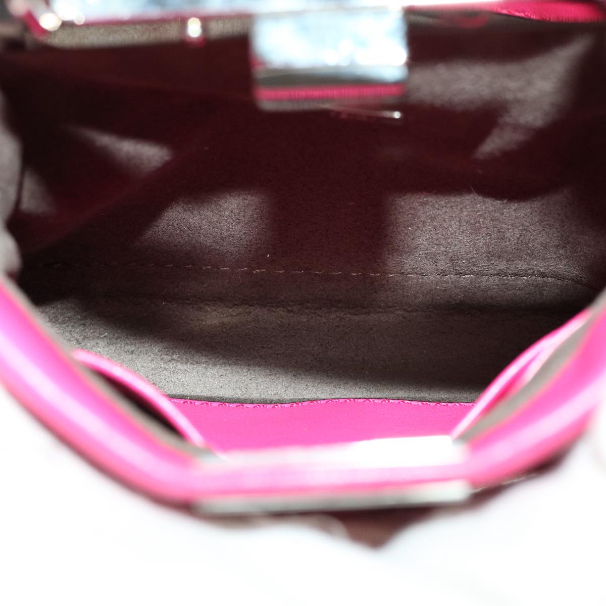 FENDI Micro Peek A Boo Hand Bag Leather 2way Pink Auth am2705gA