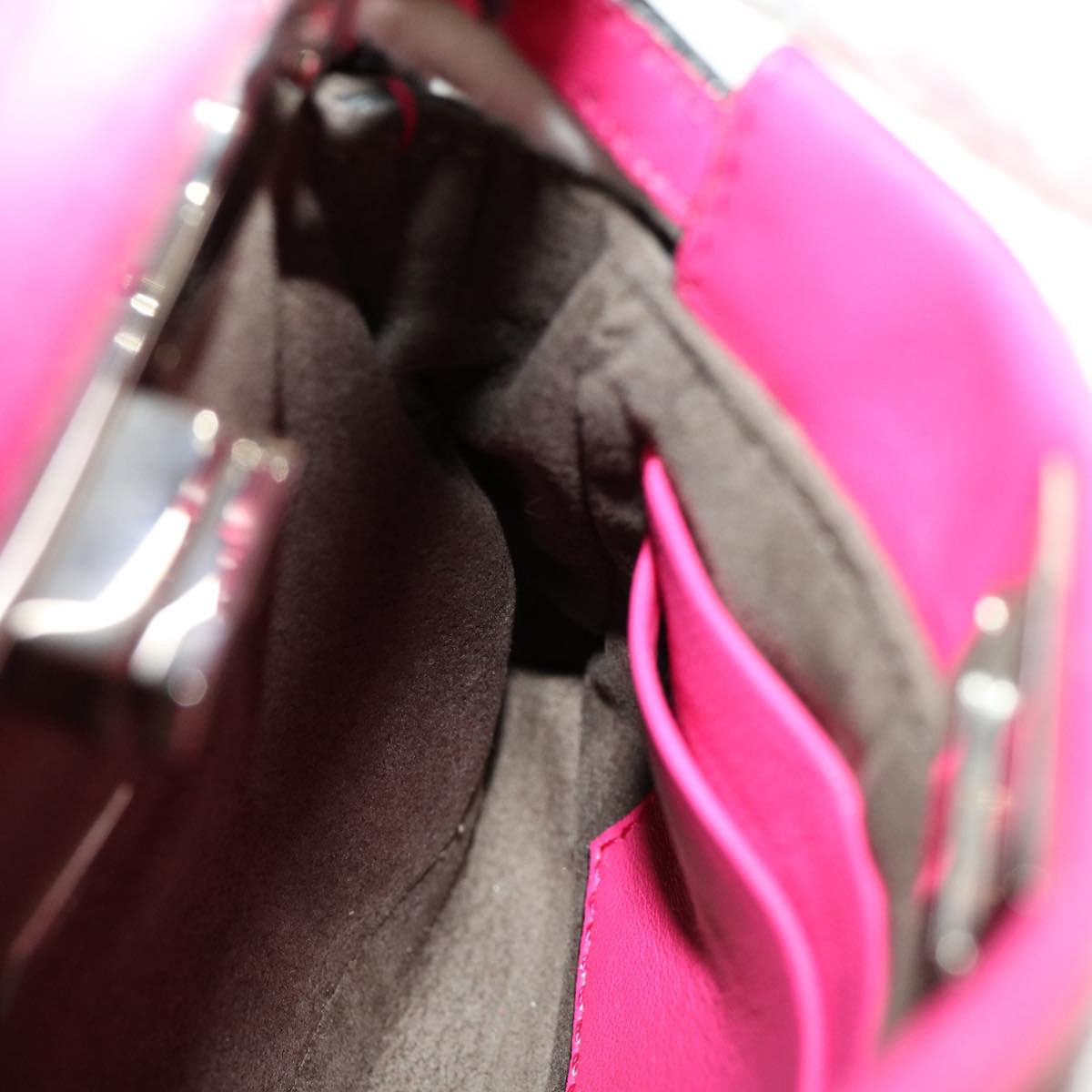 FENDI Micro Peek A Boo Hand Bag Leather 2way Pink Auth am2705gA