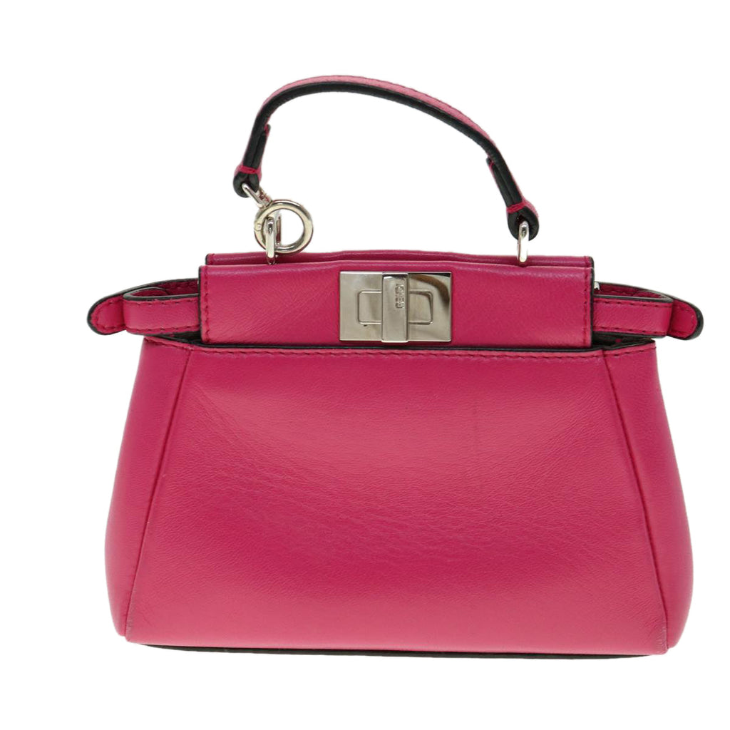 FENDI Micro Peek A Boo Hand Bag Leather 2way Pink  am2705gA