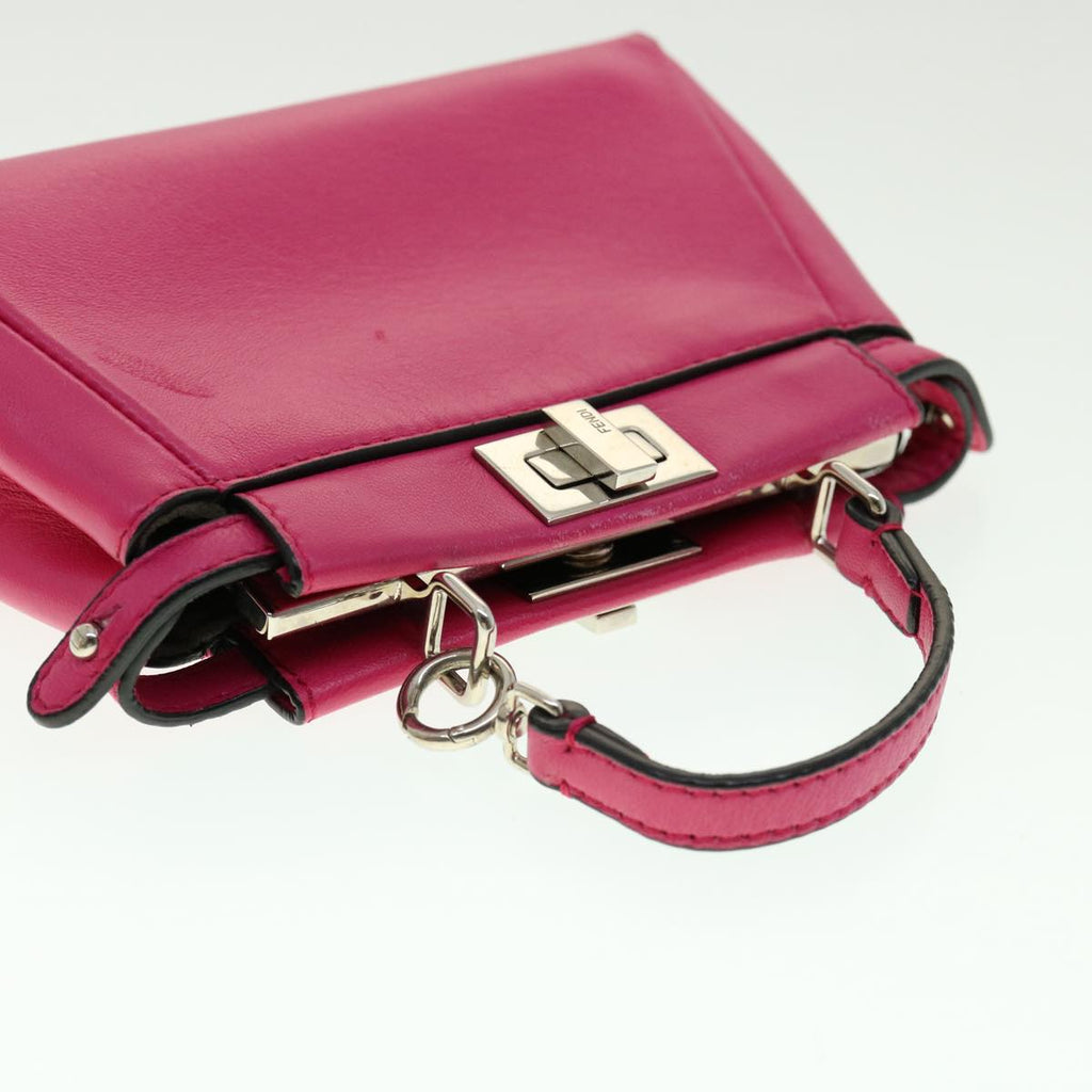 FENDI Micro Peek A Boo Hand Bag Leather 2way Pink Auth am2705gA