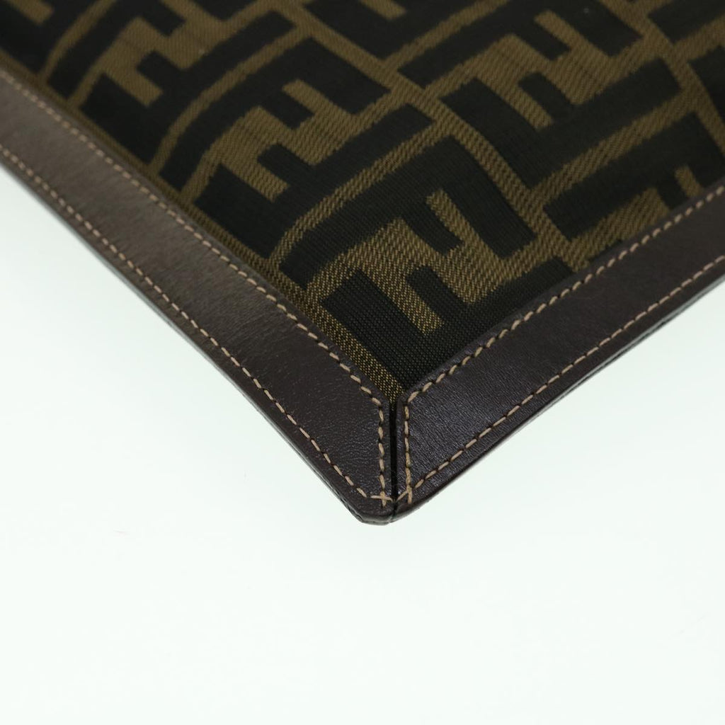 FENDI Zucca Canvas Clutch Bag Brown Auth am2779g