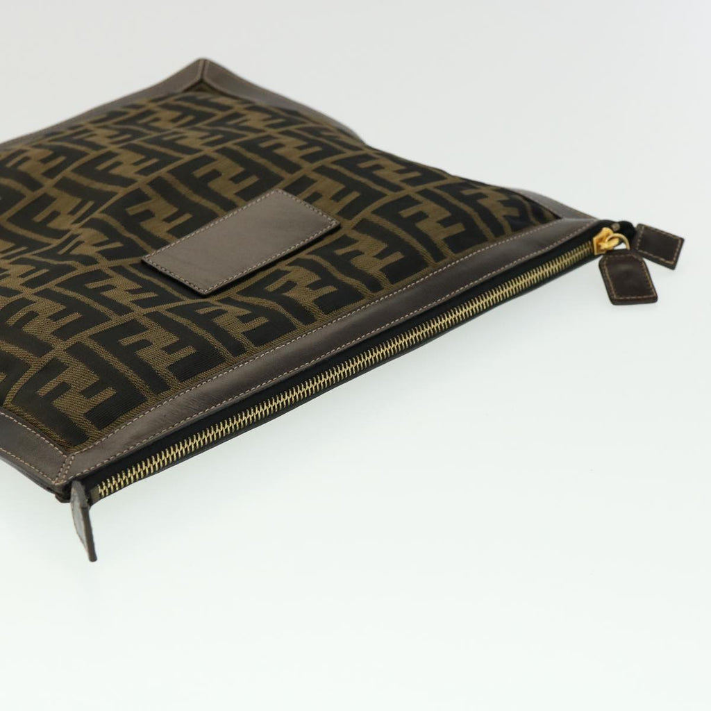 FENDI Zucca Canvas Clutch Bag Brown  am2779g