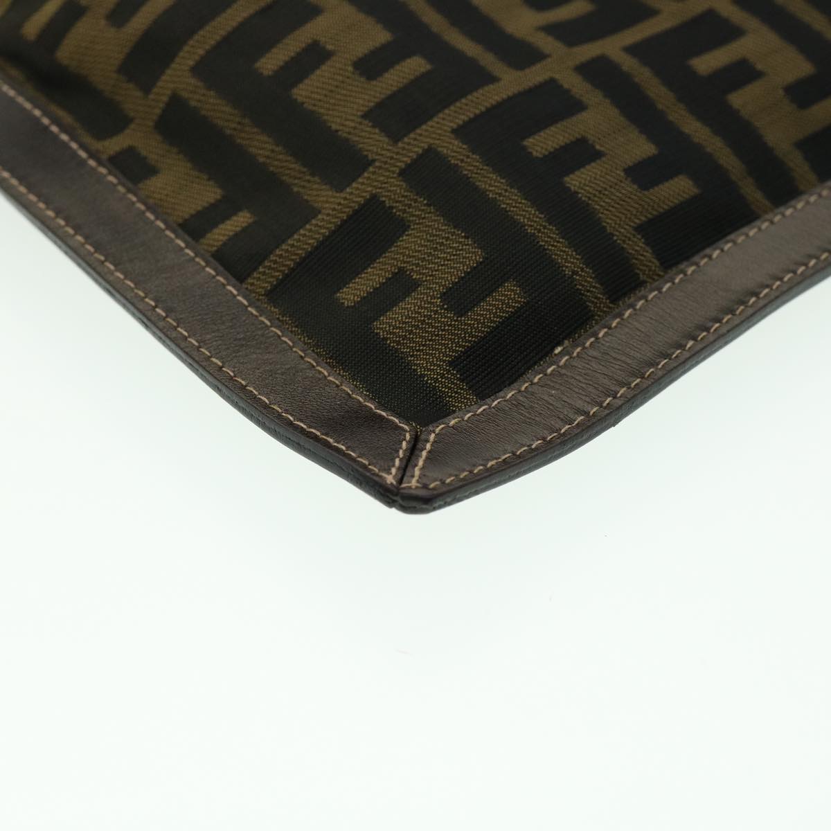 FENDI Zucca Canvas Clutch Bag Brown Auth am2779g
