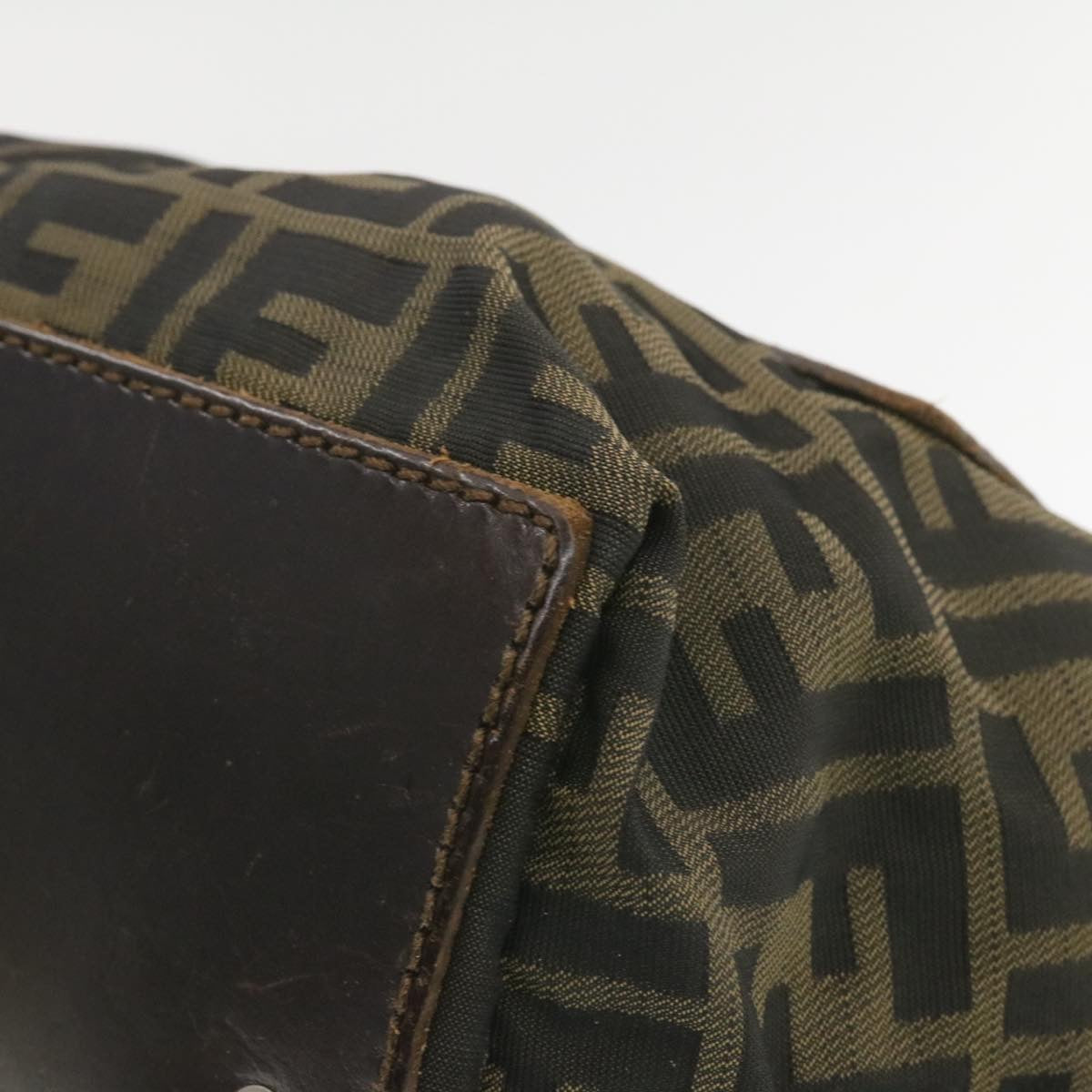 FENDI Zucca Canvas Hand Bag Brown Black  **Sticky am375g