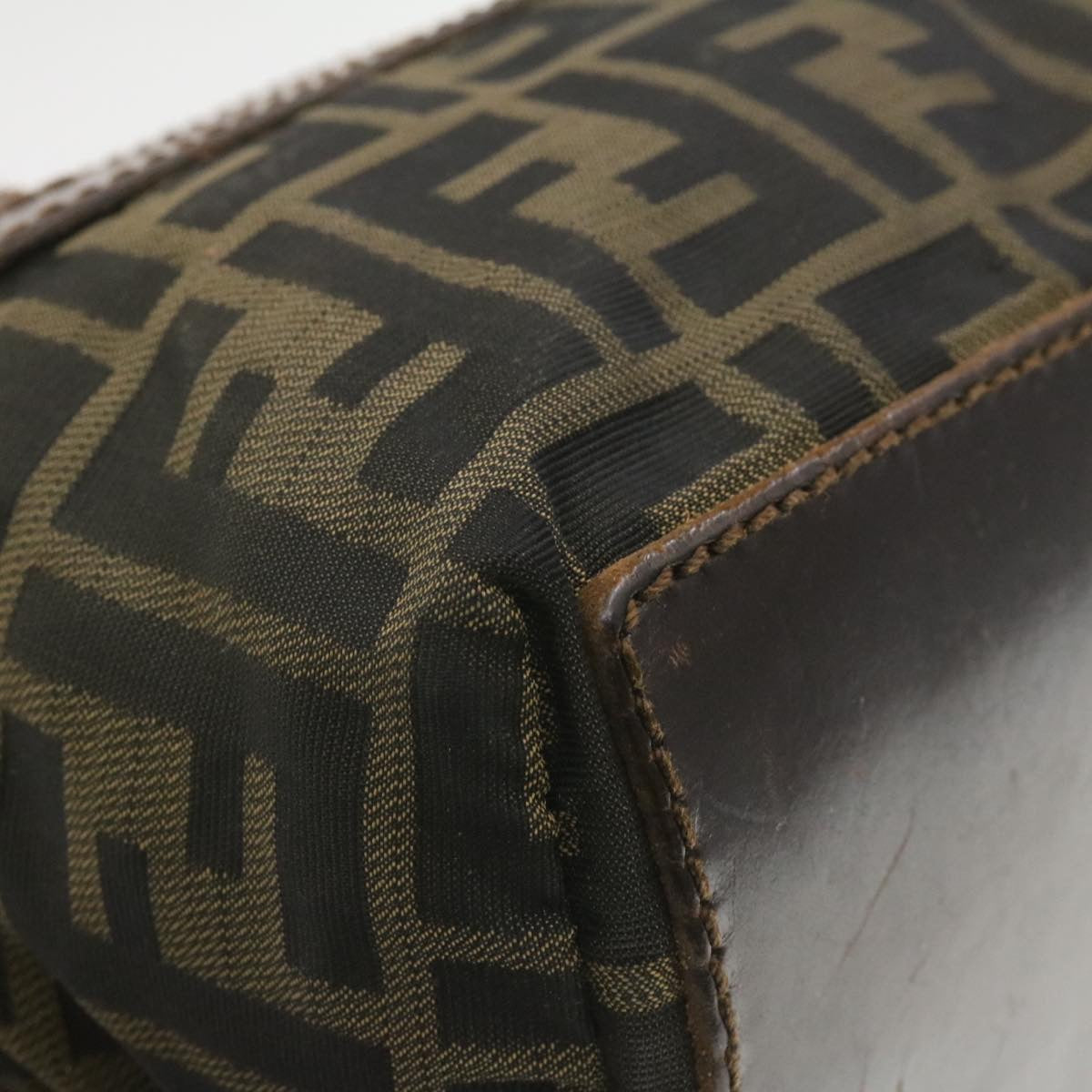 FENDI Zucca Canvas Hand Bag Brown Black  **Sticky am375g