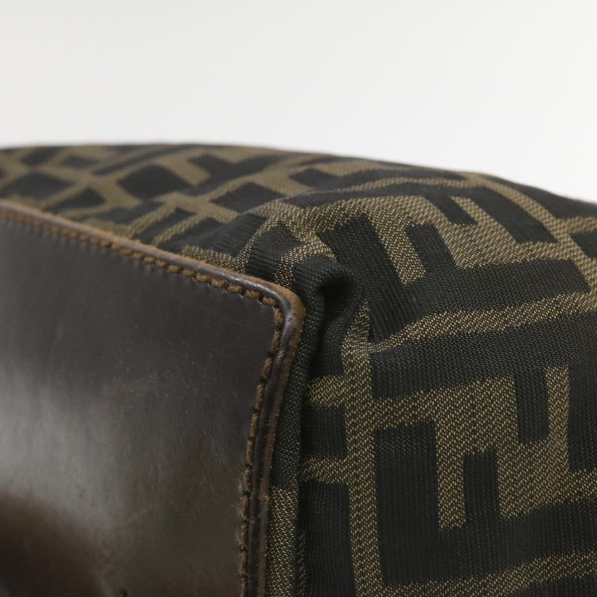 FENDI Zucca Canvas Hand Bag Brown Black  **Sticky am375g