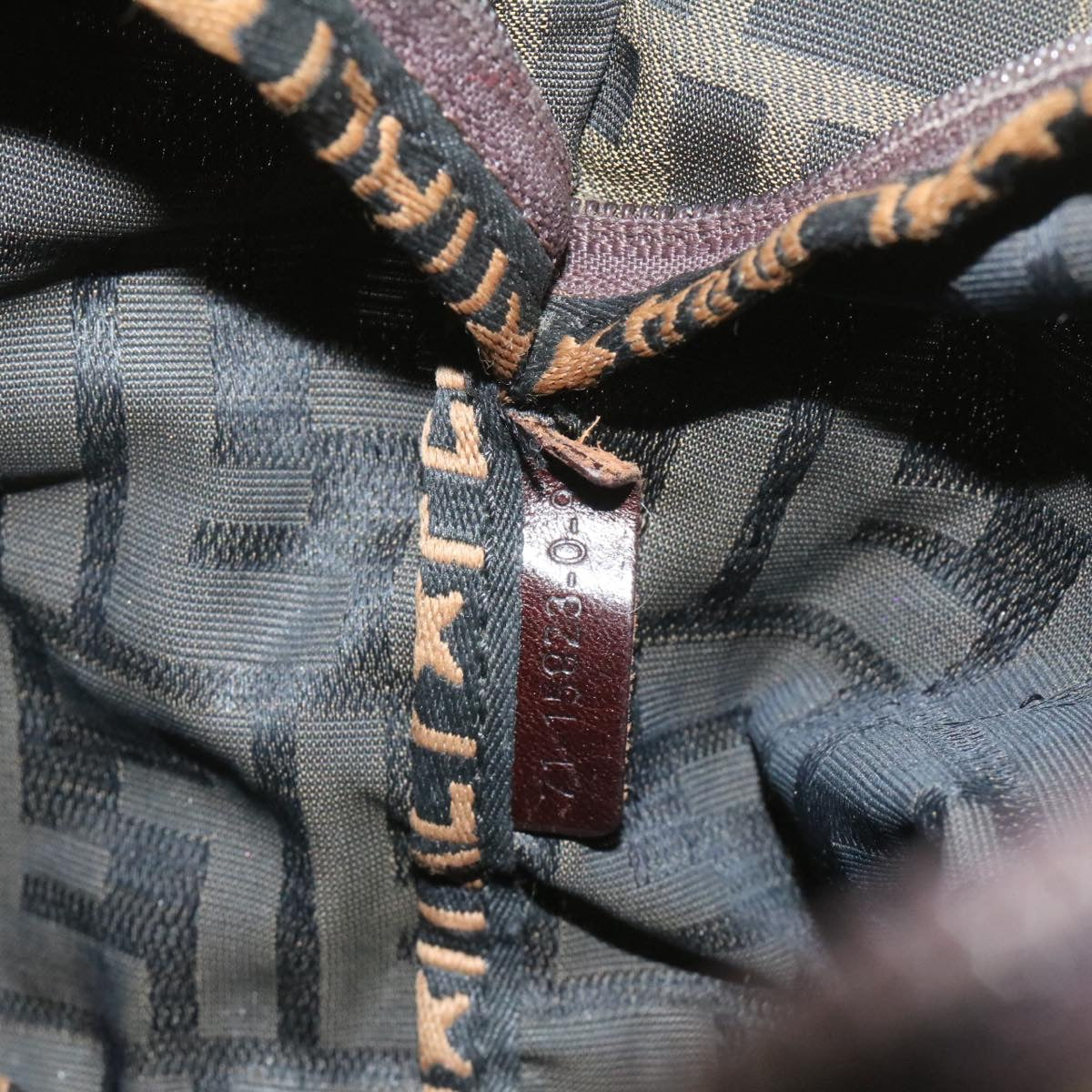 FENDI Zucca Canvas Hand Bag Brown Black  **Sticky am375g