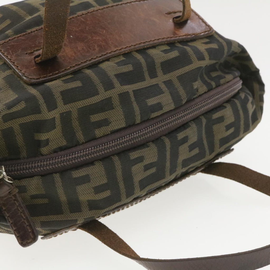 FENDI Zucca Canvas Hand Bag Brown Black  **Sticky am375g