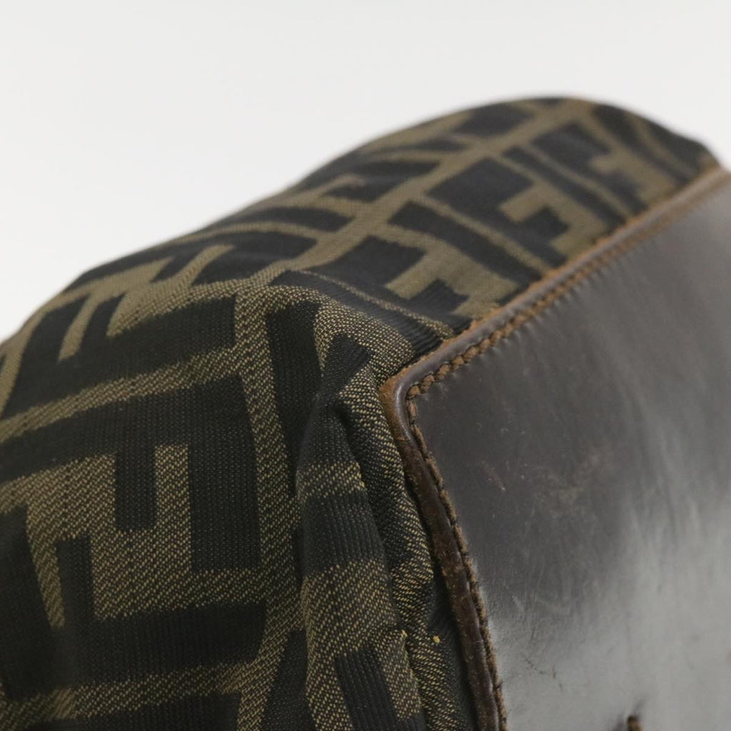 FENDI Zucca Canvas Hand Bag Brown Black  **Sticky am375g