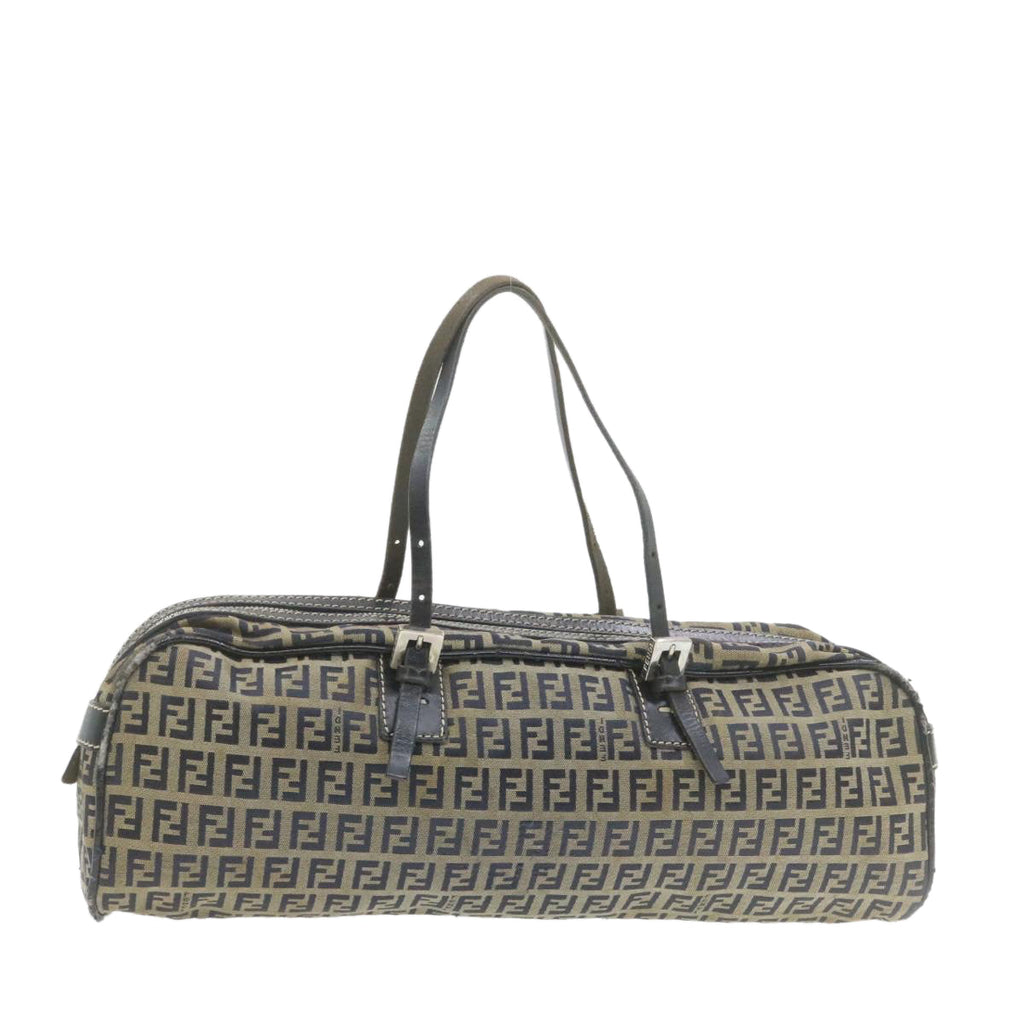FENDI Zucchino Canvas Hand Bag Navy Blue  am577g