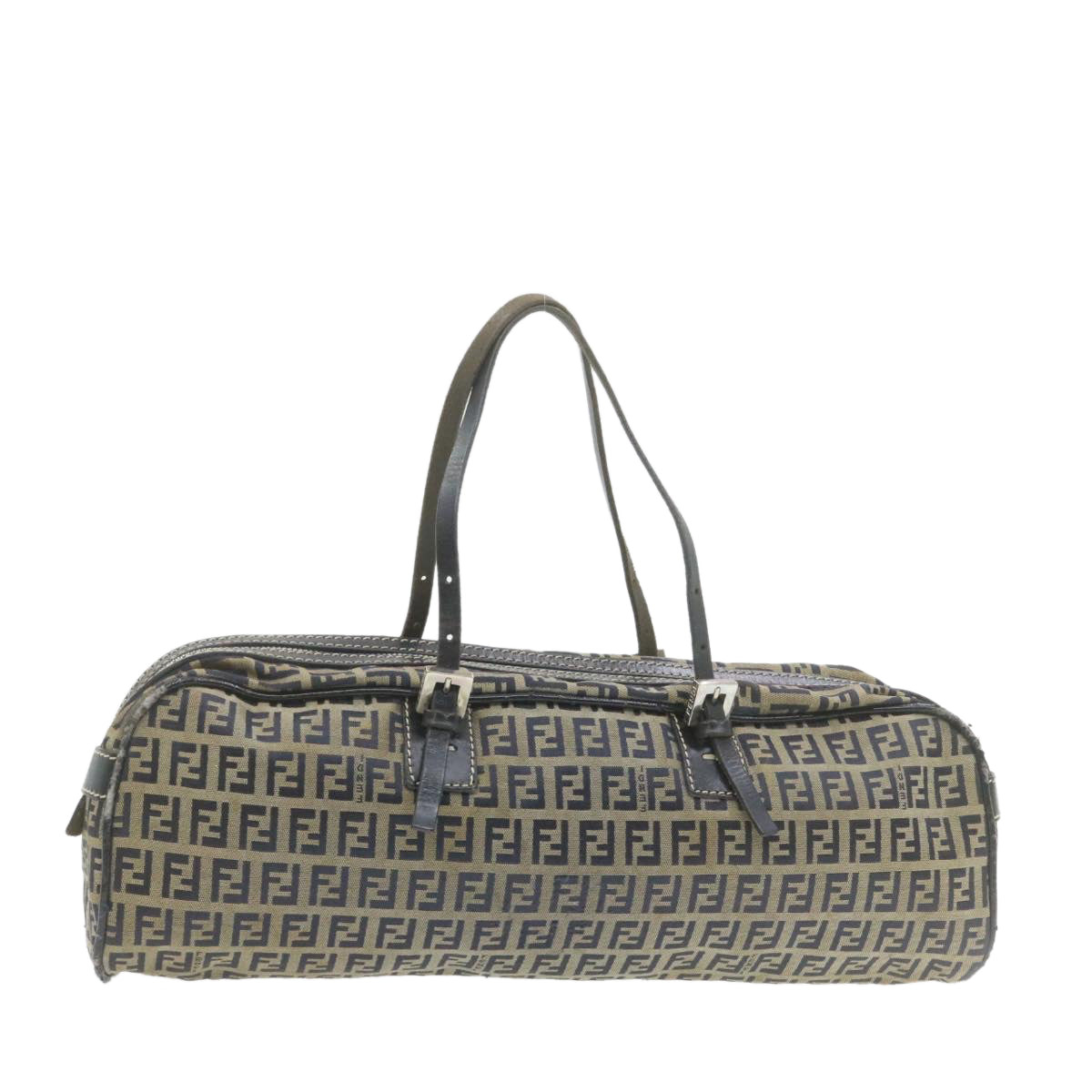 FENDI Zucchino Canvas Hand Bag Navy Blue  am577g