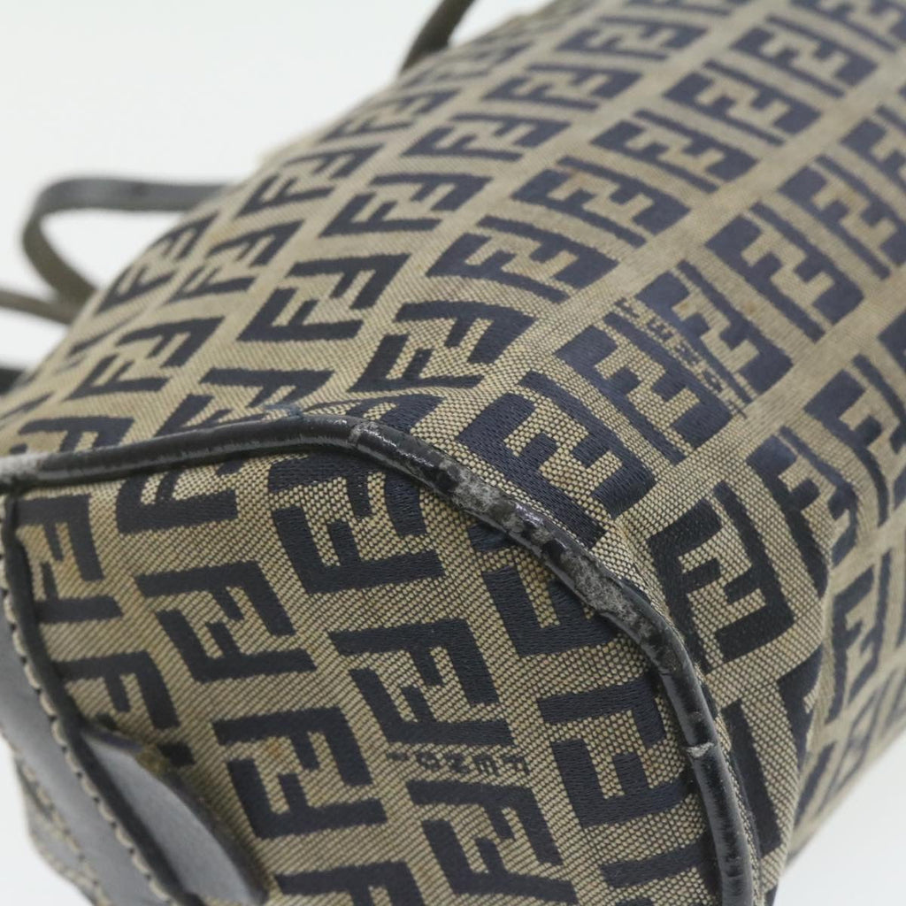 FENDI Zucchino Canvas Hand Bag Navy Blue Auth am577g