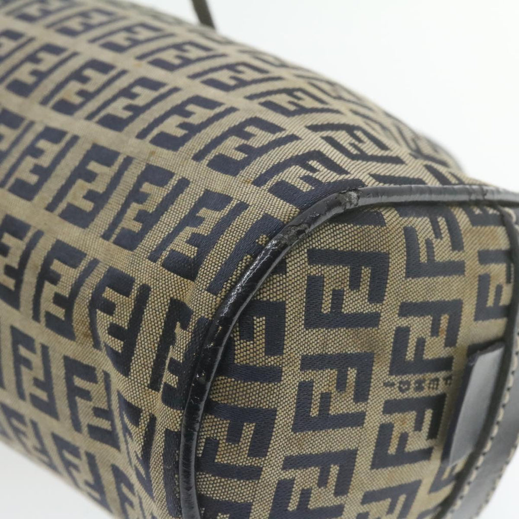 FENDI Zucchino Canvas Hand Bag Navy Blue  am577g