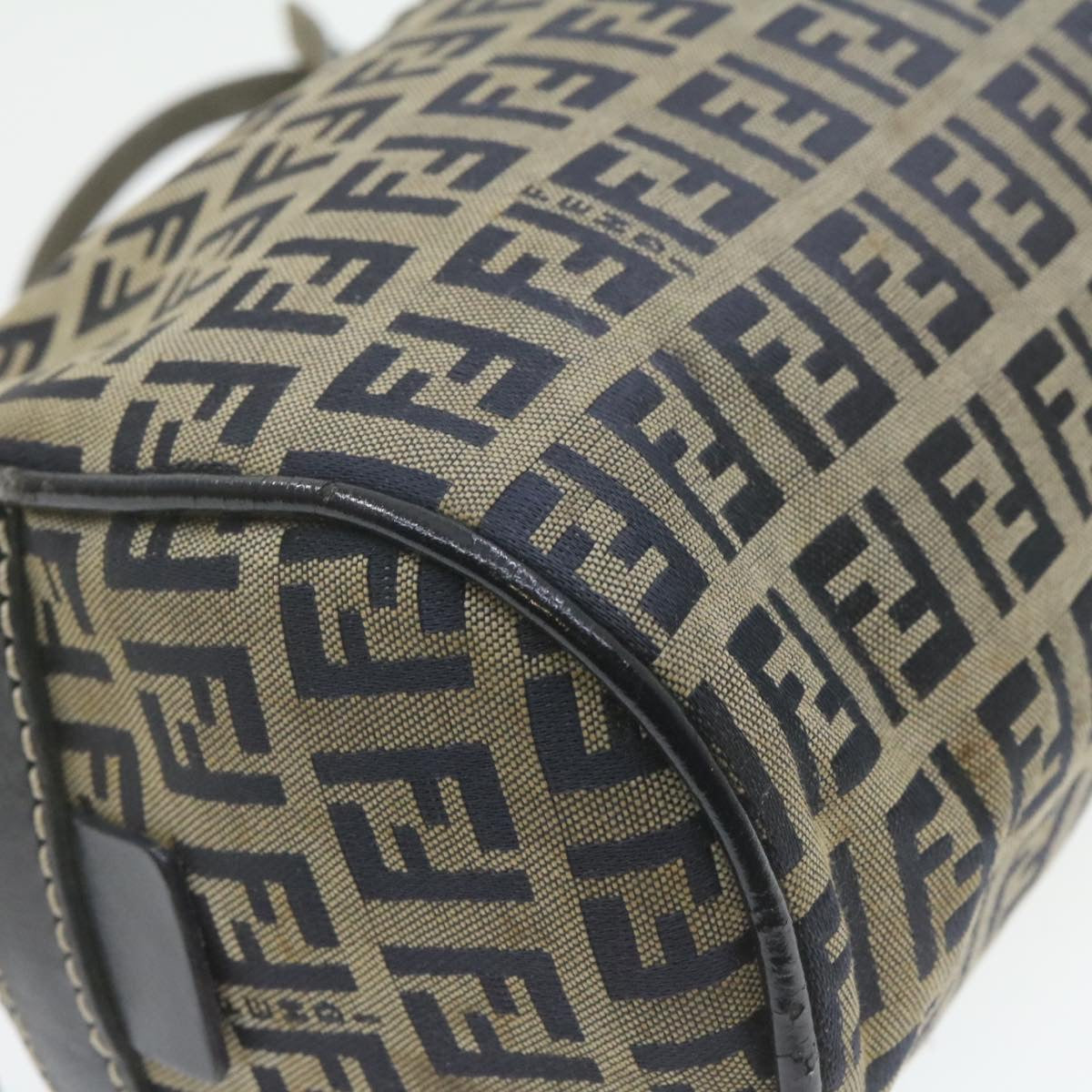 FENDI Zucchino Canvas Hand Bag Navy Blue  am577g