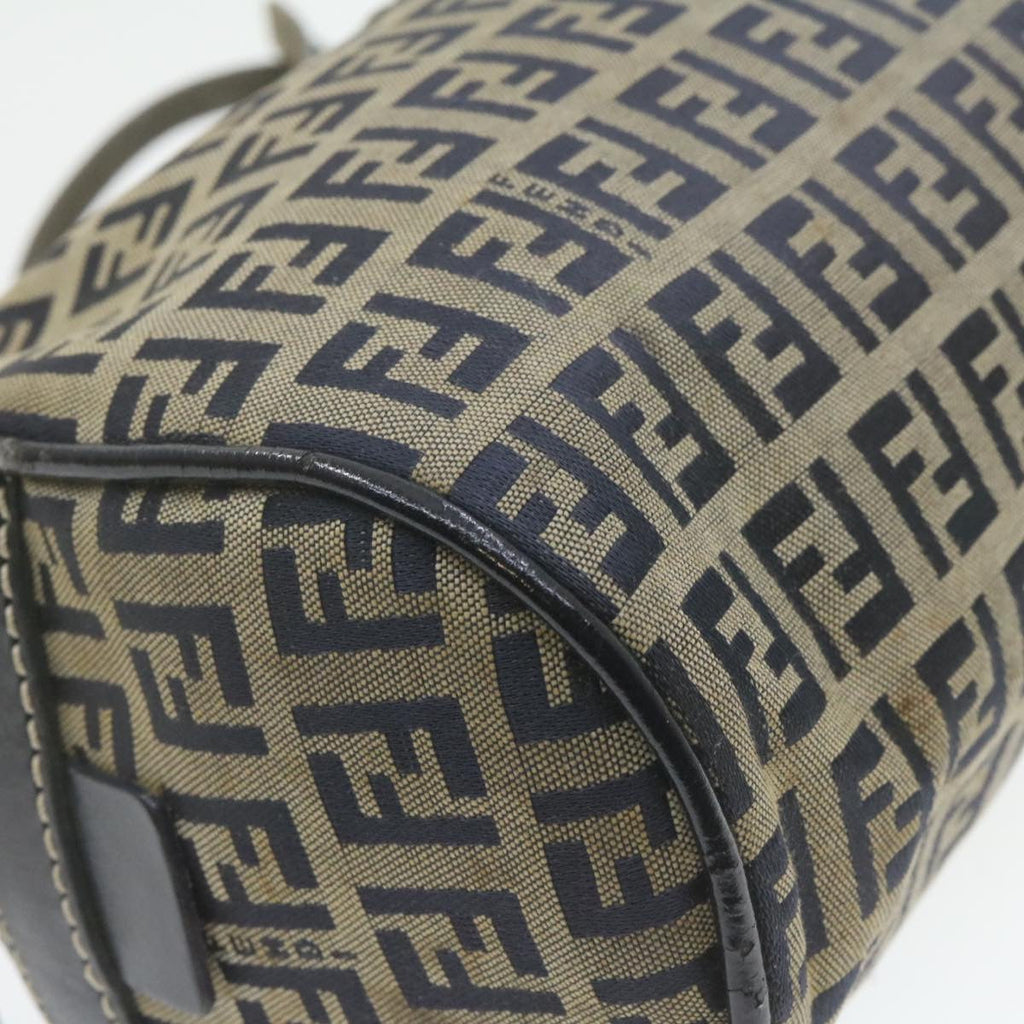 FENDI Zucchino Canvas Hand Bag Navy Blue Auth am577g