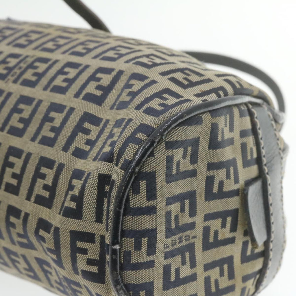 FENDI Zucchino Canvas Hand Bag Navy Blue Auth am577g