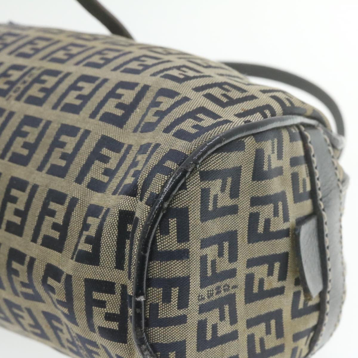 FENDI Zucchino Canvas Hand Bag Navy Blue Auth am577g
