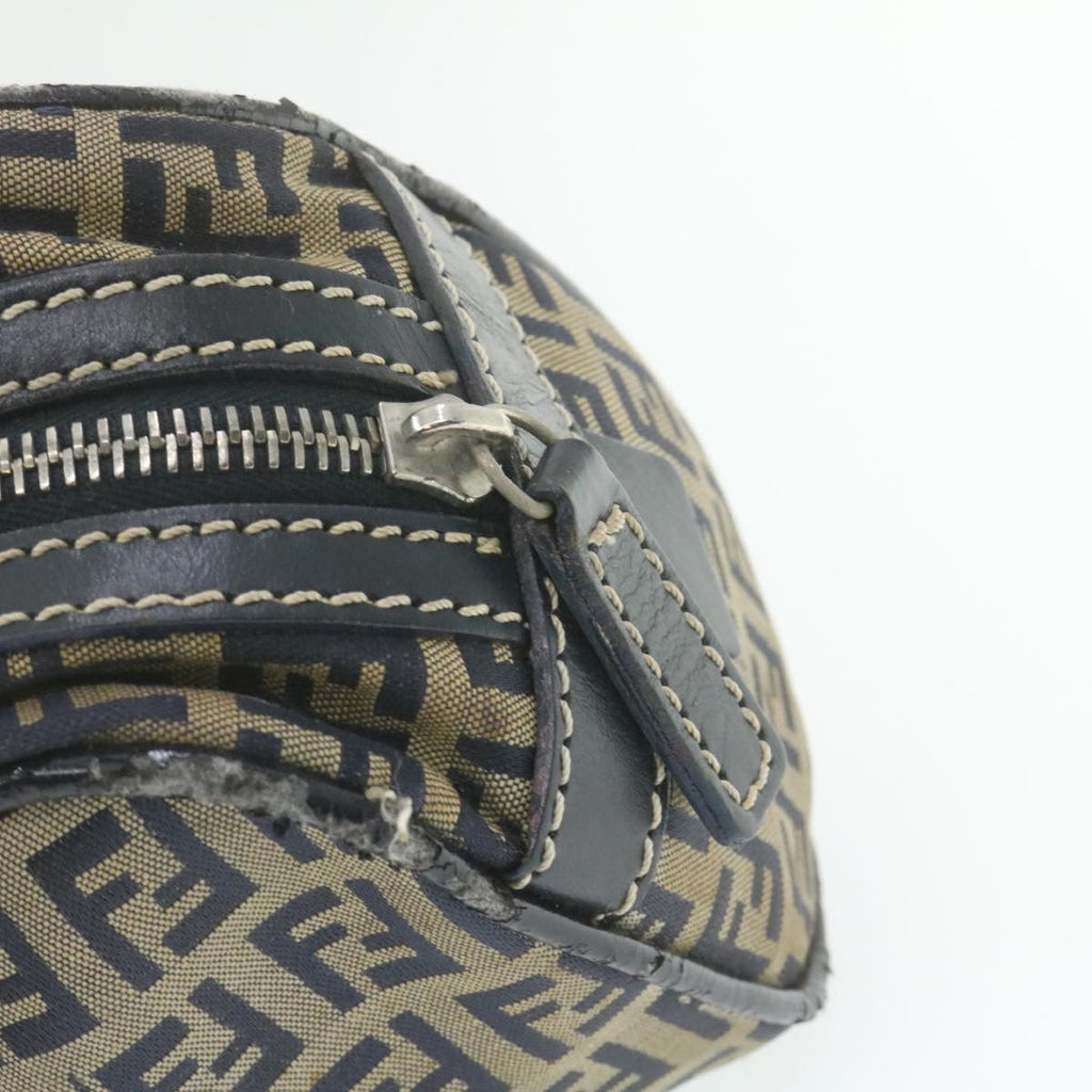 FENDI Zucchino Canvas Hand Bag Navy Blue  am577g