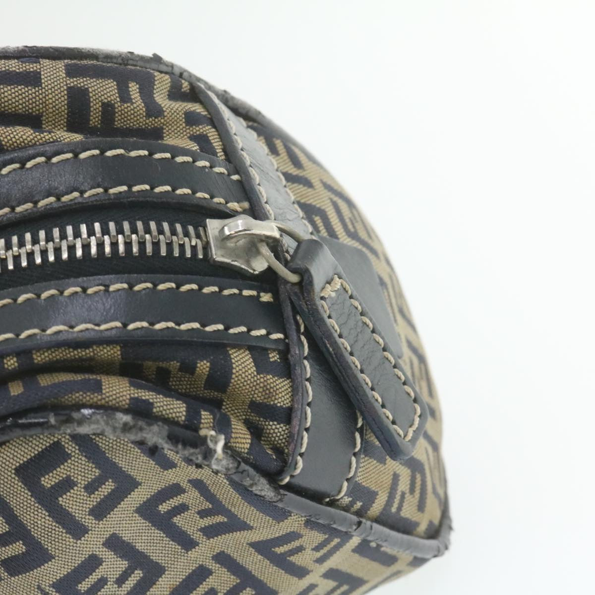 FENDI Zucchino Canvas Hand Bag Navy Blue  am577g